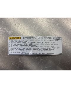 Electric Locker Differential Lock (Yellow) Caution Decal Label, FJ80 Land Cruiser Style